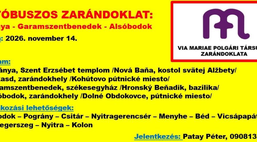 Autóbuszos zarándoklat Zoboraljáról